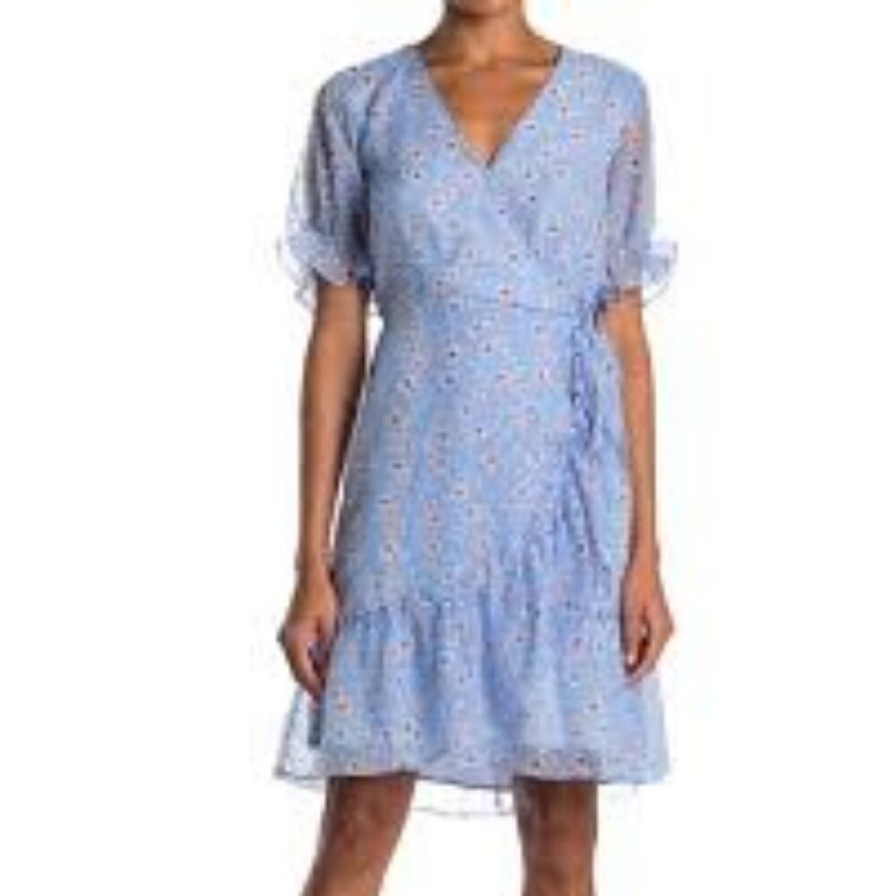 Code x Mode Floral Chiffon Ruffle Wrap Dress Size Small